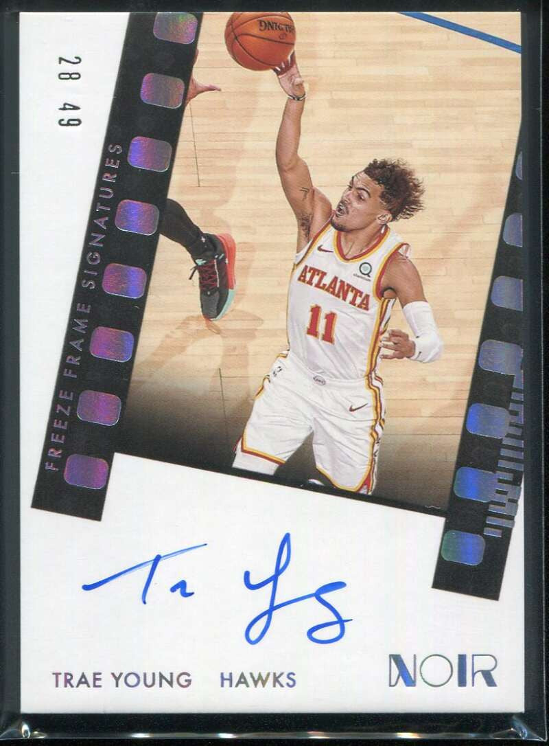 2021-22 Panini Noir Freeze Frame Signatures 19 Trae Young Auto 28/49