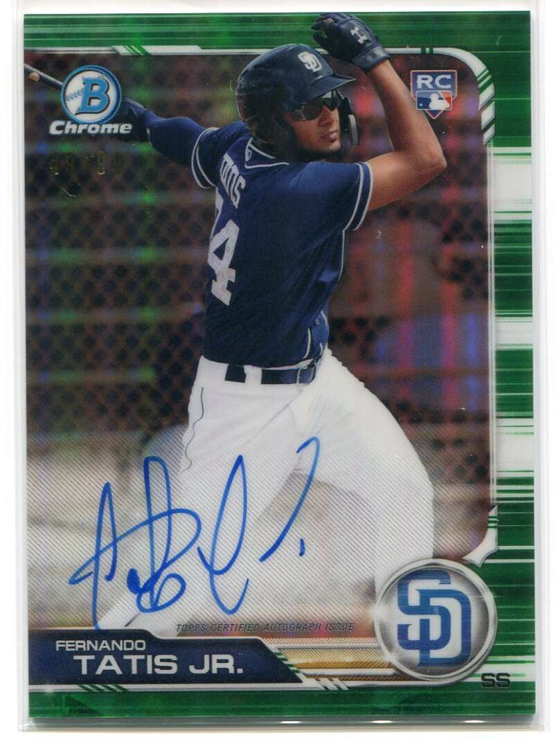 2019 Bowman Chrome Autographs Green Refractor Fernando Tatis Rookie Auto 49/99