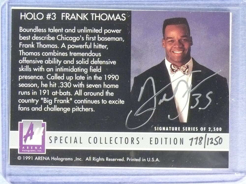 SOLD 116693 1991 Arena Holograms Frank Thomas Autograph Auto #778/1250 #AU3