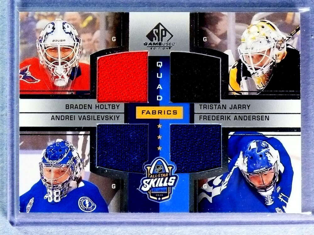 DELETE 116695 2020-21 SP Game Used Quad Fabrics Holtby Jarry Andersen Vasilevskiy Jersey
