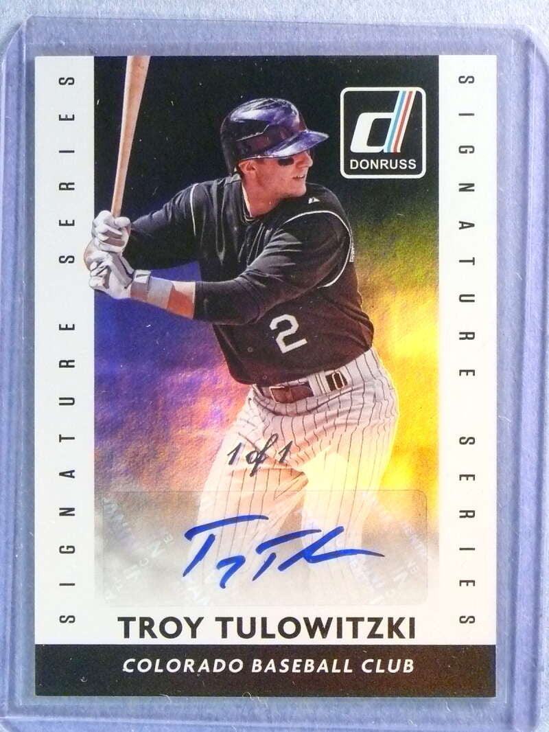 SOLD 116714 2015 Donruss Signature Series black Troy Tulowitzki Autograph Auto #63 #1/1