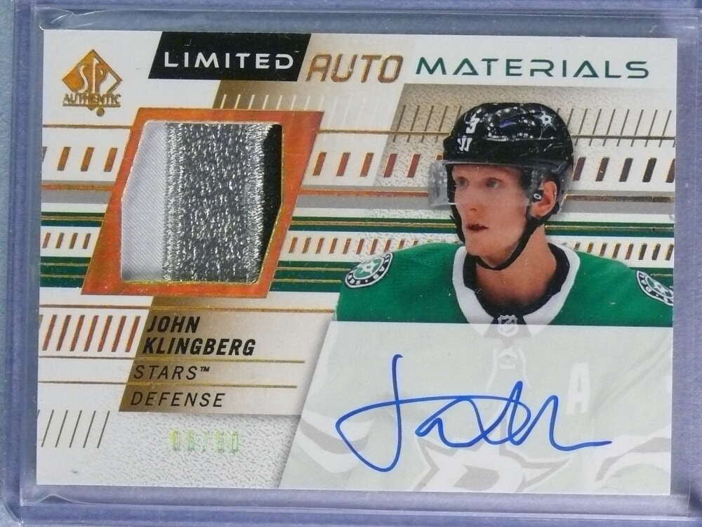 DELETE 116842 2019-20 SP Authentic Limited John Klingberg Patch Jersey Autograph Auto #06/50 
