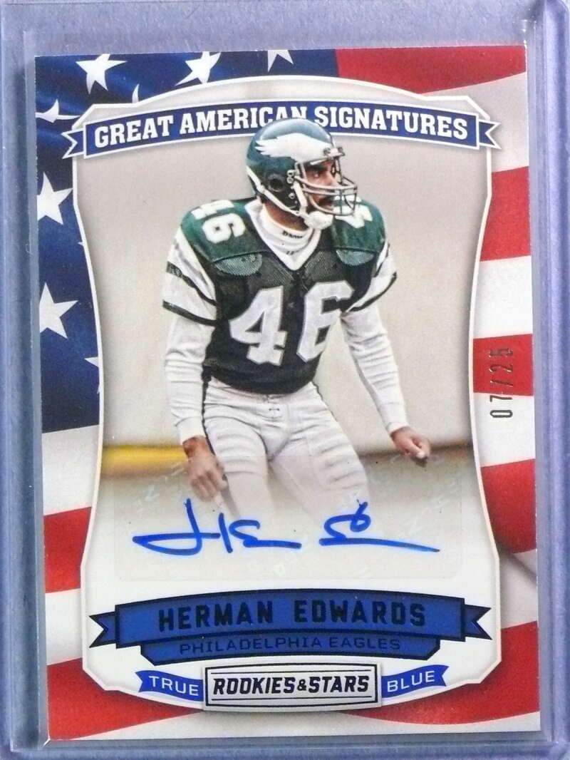 DELETE 117331 2016 R&amp;S Great American Signatures Ture Blue Herman Edwards Autograph #07/25