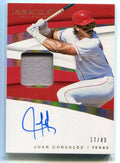2018 Immaculate Material Signatures Gold 21 Juan Gonzalez Jersey Auto 17/49