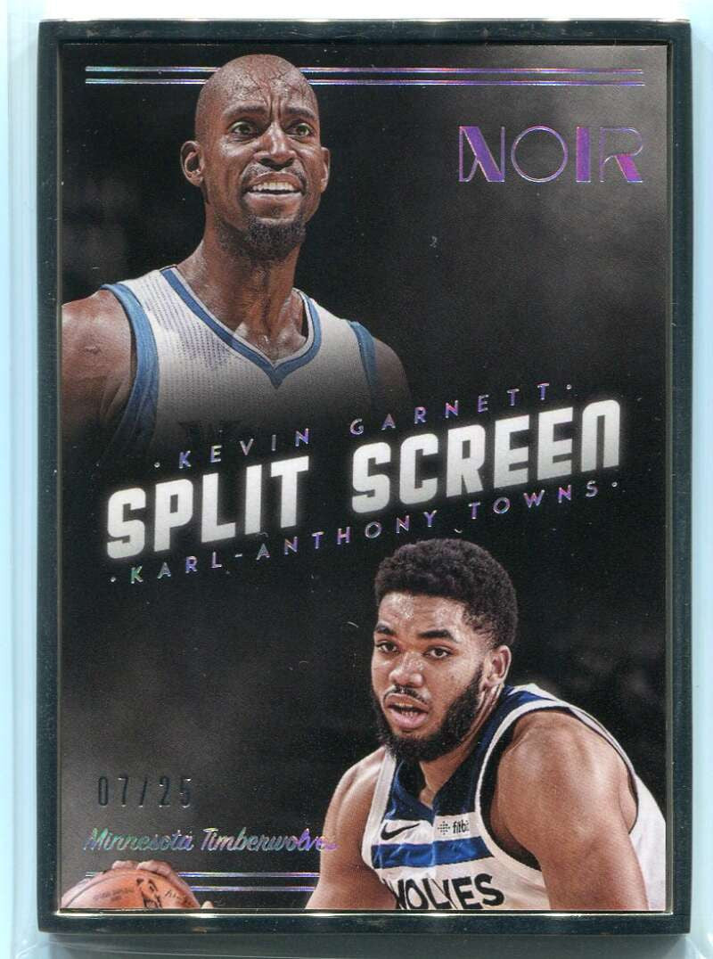 2018-19 Panini Noir 287 Karl-Anthony Towns Kevin Garnett SS 7/25 Split Screen