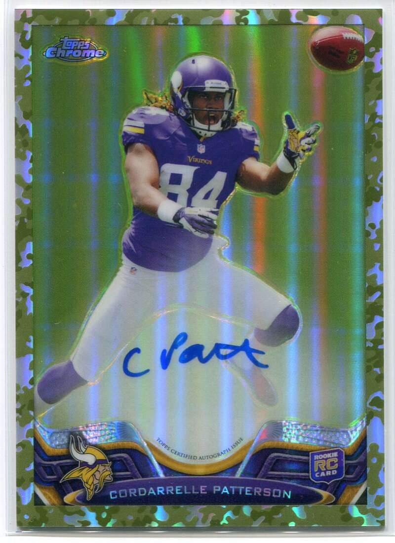 2013 Topps Chrome Camo Refractor 19 Cordarrelle Patterson Rookie Auto 14/99