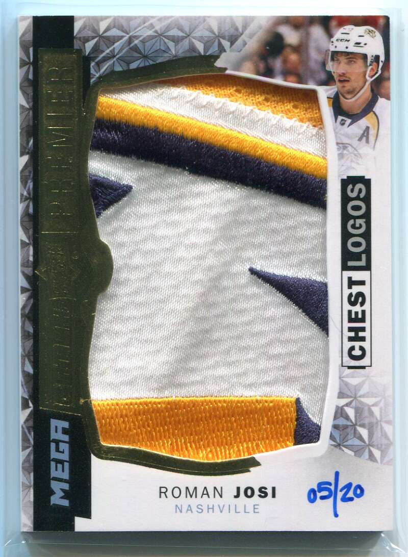2015-16 Upper Deck Premier Mega Patch Chest Logos Roman Josi Jumbo Patch 5/20