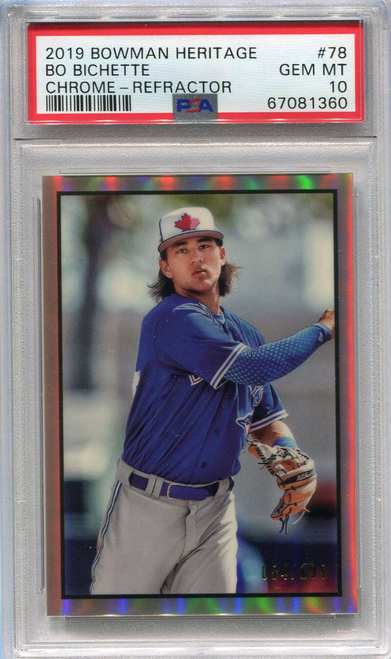 2019 Bowman Heritage Chrome Refractor 78 Bo Bichette Rookie 54/199 PSA 10 GEM MT
