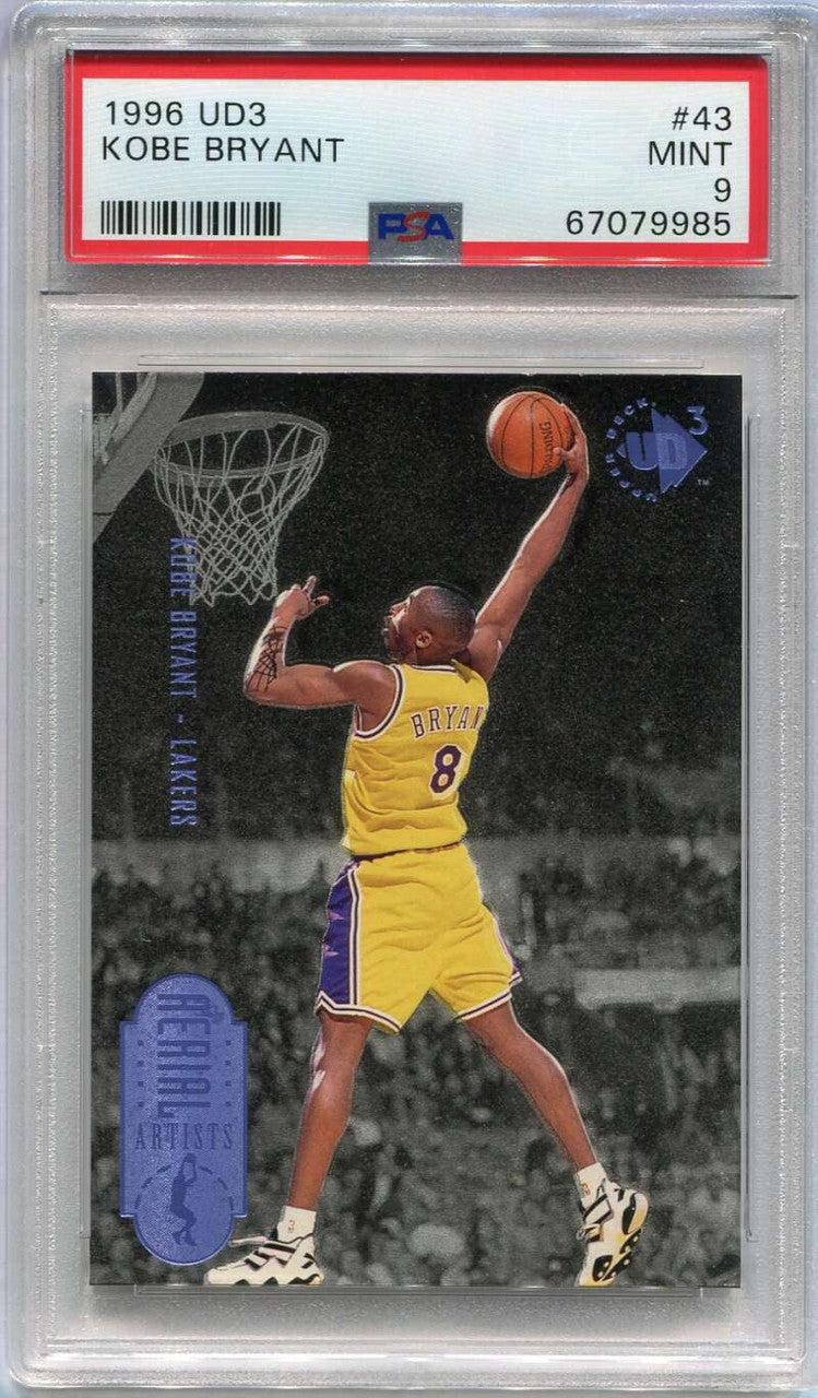 DELETE 120310 1996-97 UD3 43 Kobe Bryant Aerial Artists Rookie PSA 9 MINT