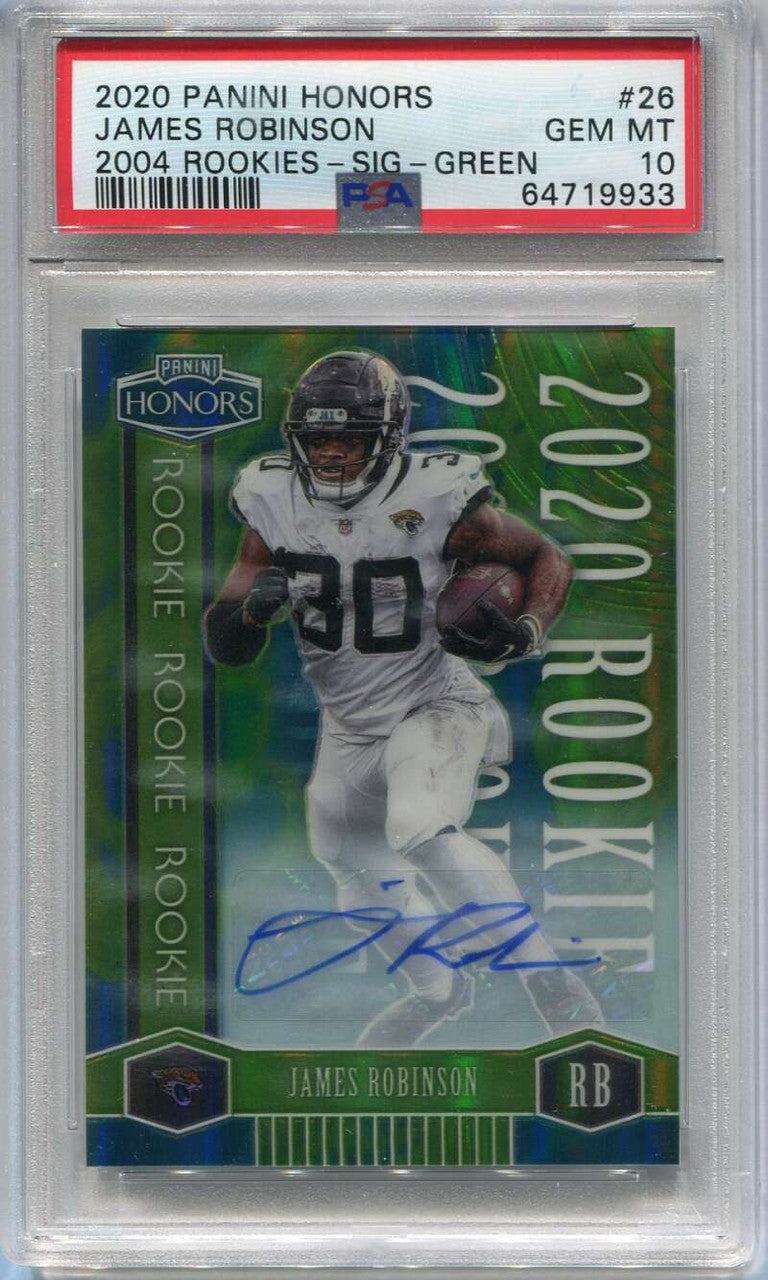 DELETE 120448 2020 Panini Honors 04 Signatures Green 26 James Robinson Rookie Auto 2/10 PSA 10