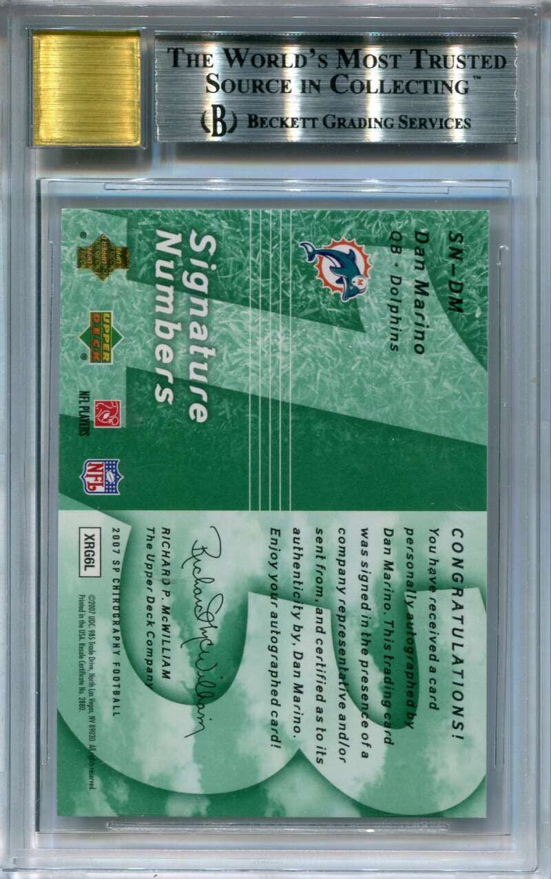 2007 SP Chirography Signature Numbers Emerald SNDM Dan Marino Auto 1/5 BGS 9 10