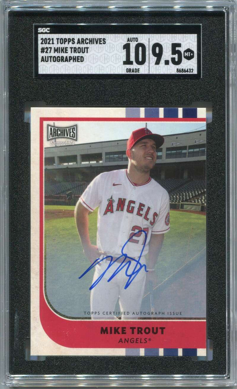 2021 Topps Archives Snapshots Autographs ASMT Mike Trout Auto SGC 9.5 10