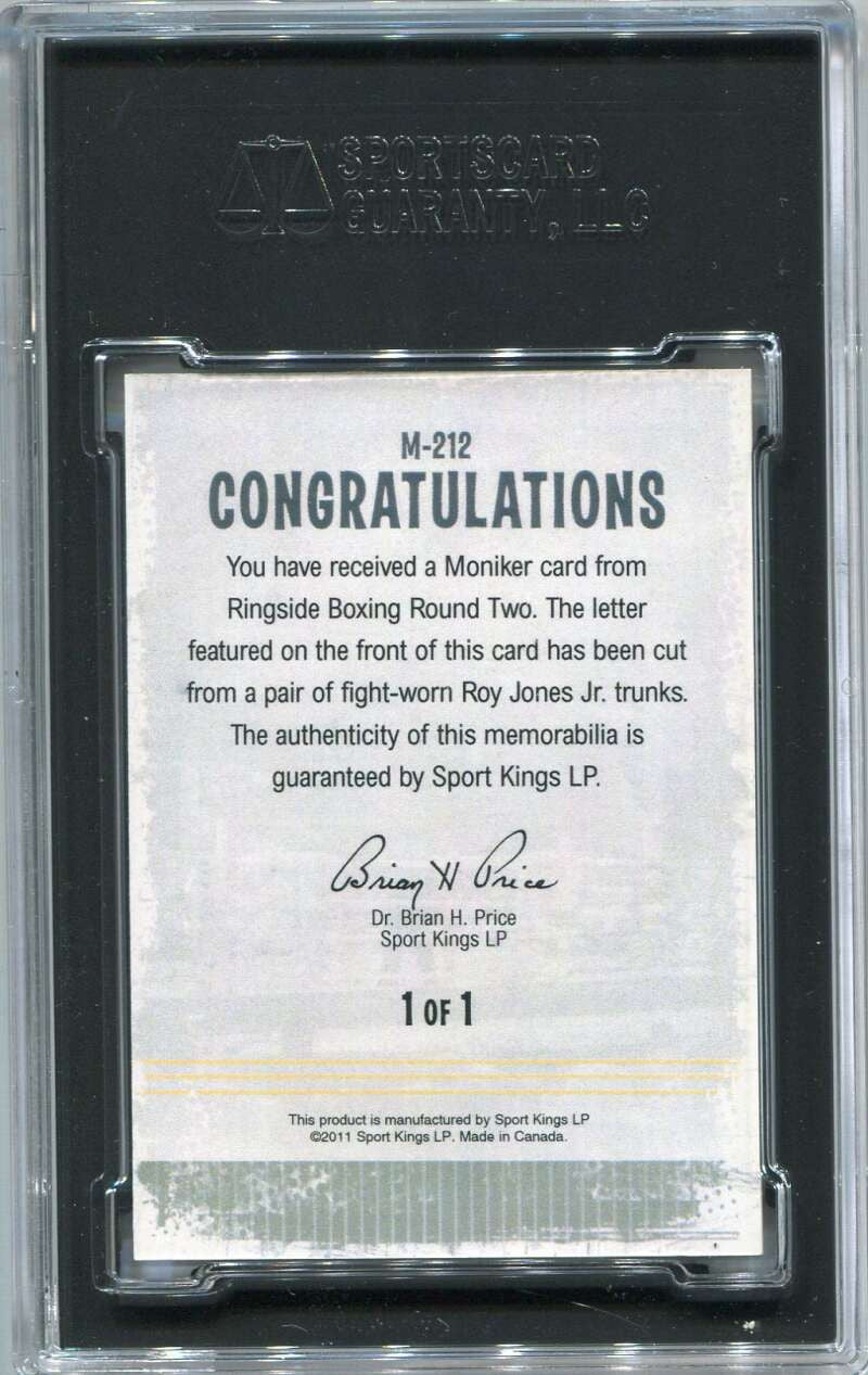 2011 Ringside Boxing Moniker Roy Jones Jr. Fight-Worn Trunks Letter Patch 1/1