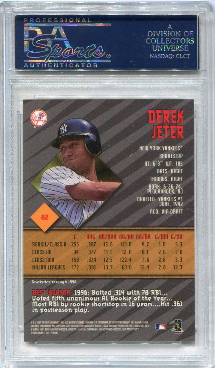 SOLD 120568 1997 Bowman's Best Autographs 82 Derek Jeter Auto PSA 9 MINT PSA/DNA Certified