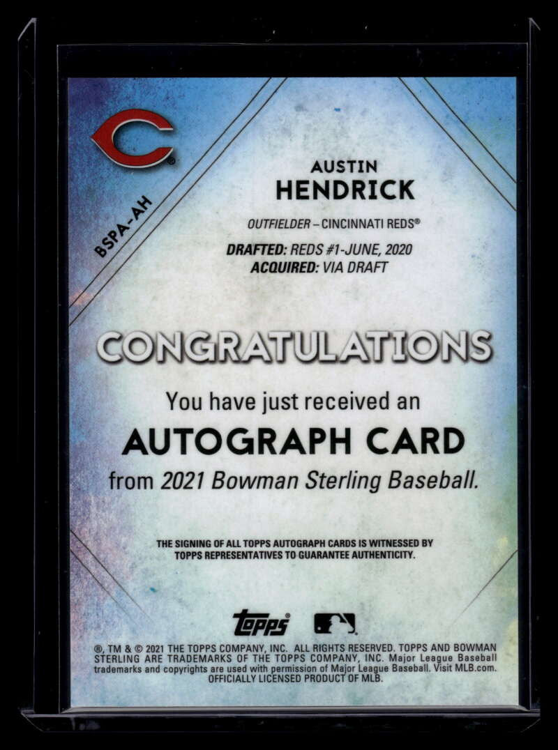 DELETE 120727 2021 Bowman Sterling Autograph Wave Refractor Austin Hendrick Rookie Auto 24/125