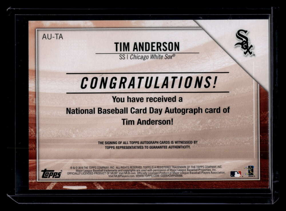 DELETE 120751 2019 Topps National Baseball Card Day Autographs AUTA Tim Anderson Auto 8/463