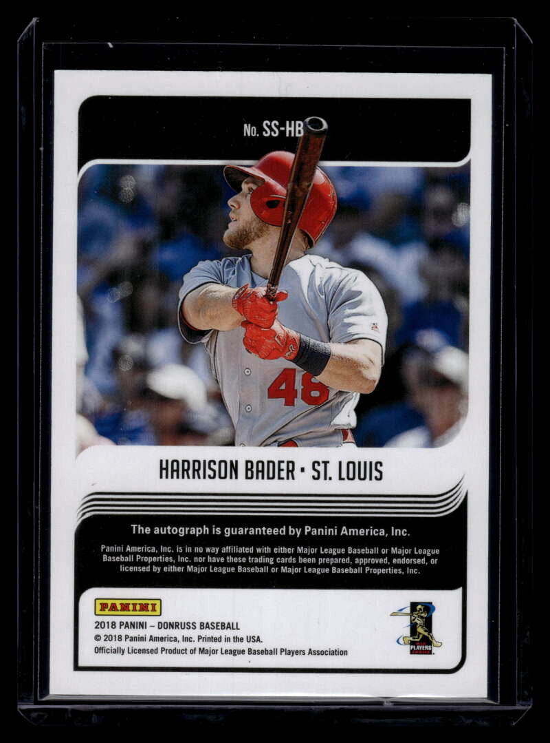 2018 Donruss Signature Series Blue 42 Harrison Bader Rookie Auto 76/99