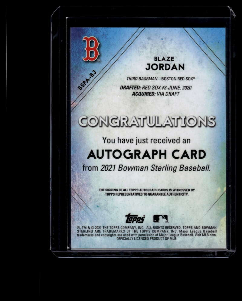 DELETE 120774 2021 Bowman Sterling Prospect Autographs BSPABJ Blaze Jordan Rookie Auto