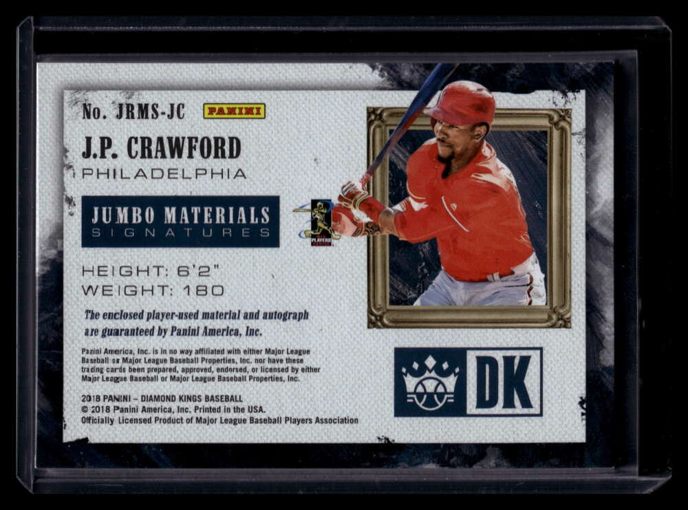 2018 Diamond Kings Jumbo Holo Gold J. P. Crawford Rookie Patch Auto 4/25