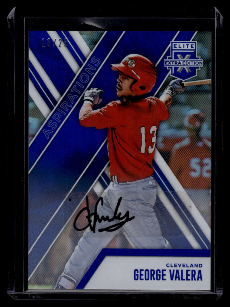 DELETE 120795 2017 Elite Extra Autographs Aspirations Blue 140 George Valera Rookie Auto 18/25