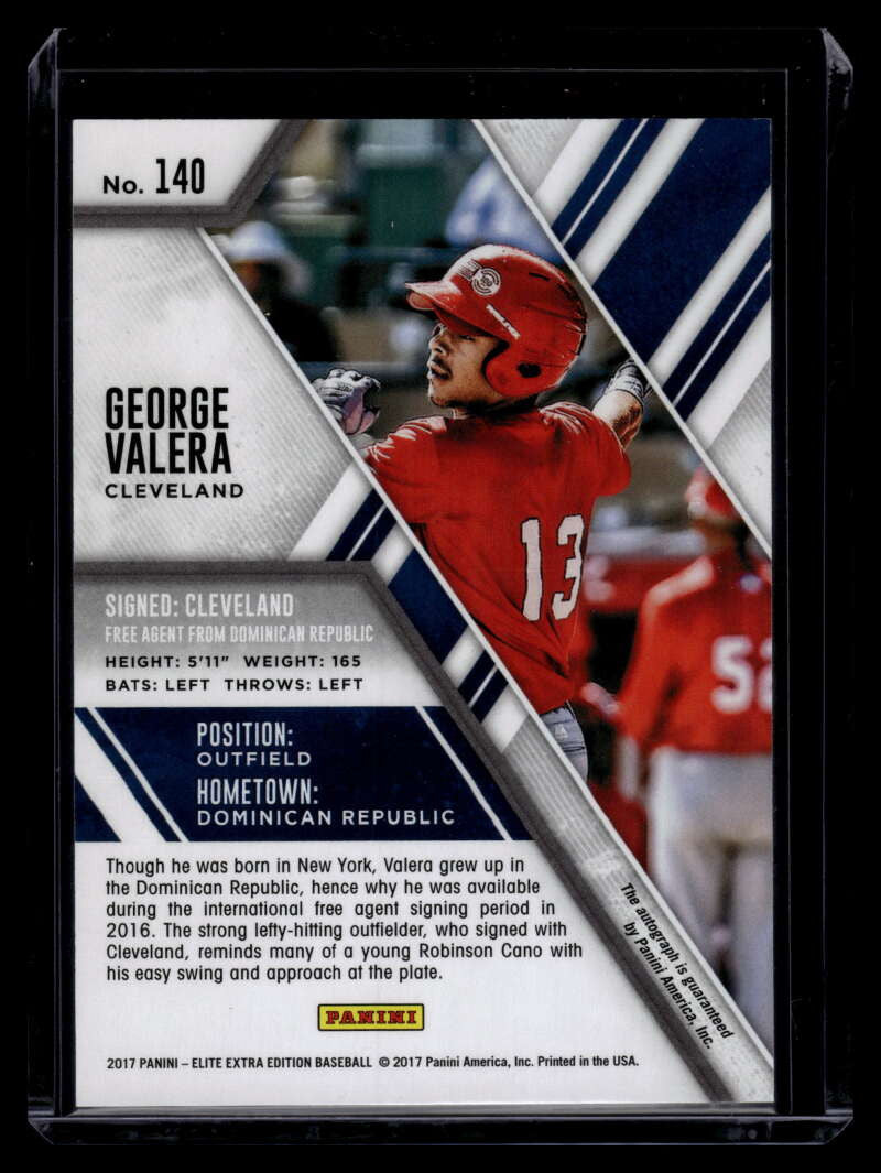 DELETE 120795 2017 Elite Extra Autographs Aspirations Blue 140 George Valera Rookie Auto 18/25
