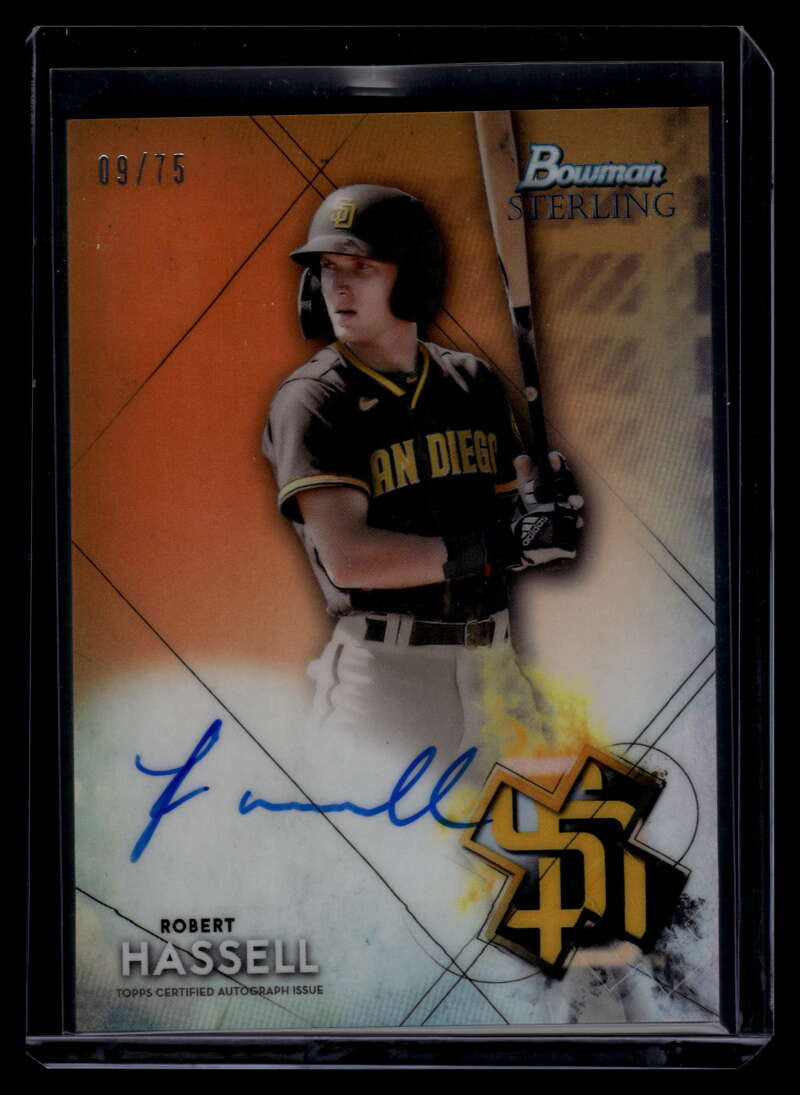 DELETE 120826 2021 Bowman Sterling Autographs Orange Refractor Robert Hassell Rookie Auto 9/75