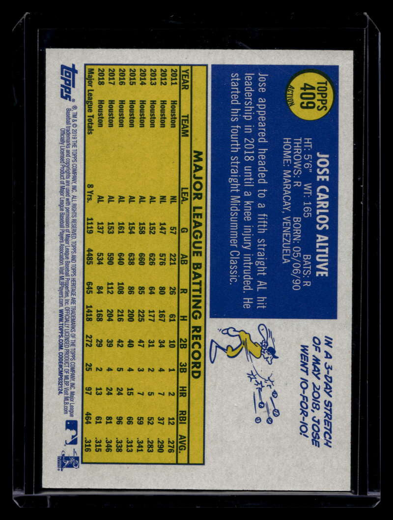 2019 Topps Heritage Action Variation 409 Jose Altuve
