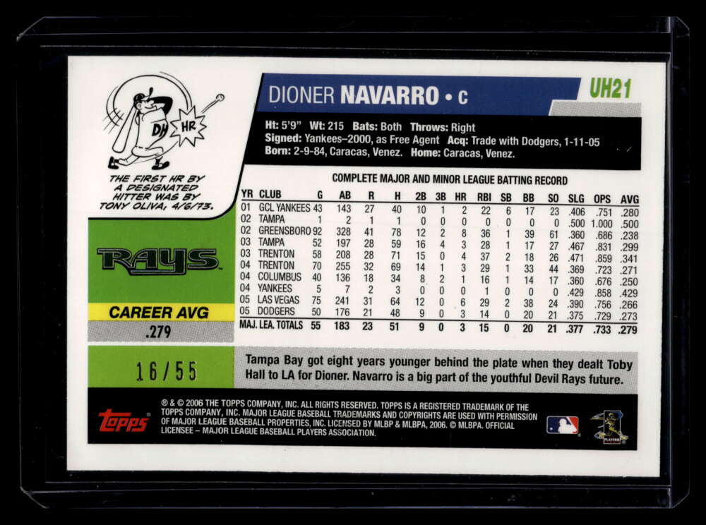 2006 Topps Update Black uh21 Dioner Navarro 16/55