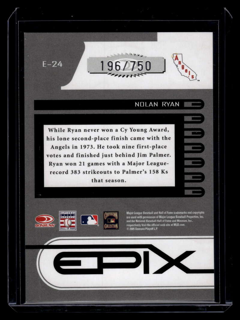 2005 Zenith Epix Orange Play 24 Nolan Ryan 196/750