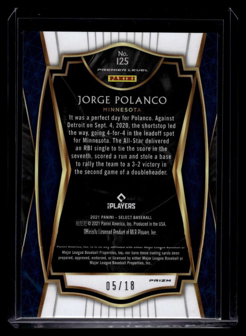 2021 Select Orange Pulsar Refractor 125 Jorge Polanco 5/18 Premier Level