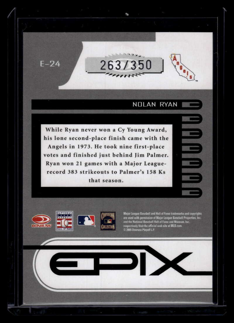 2005 Zenith Epix Orange Season 24 Nolan Ryan 263/350
