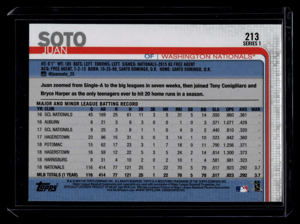 2019 Topps Rainbow Foil 213 Juan Soto