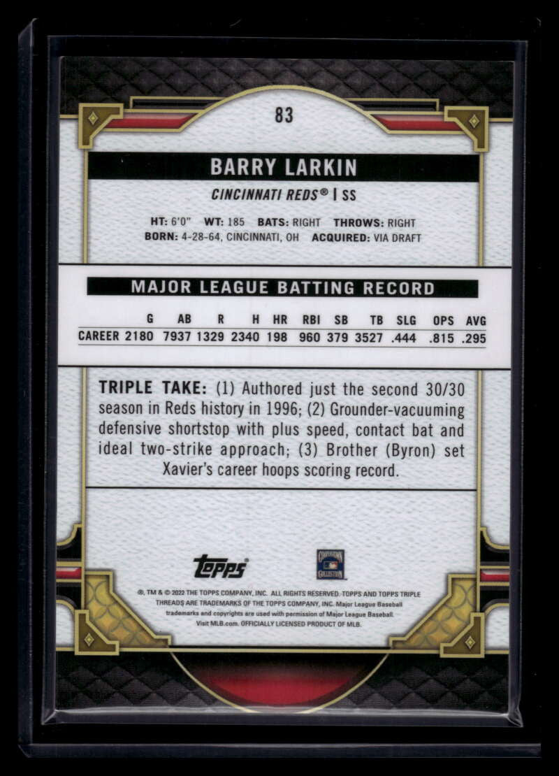 2022 Topps Triple Threads Onyx 83 Barry Larkin 3/50