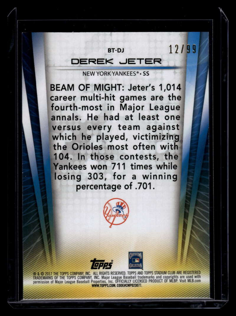 2017 Stadium Club Beam Team Black BTDJ Derek Jeter 12/99
