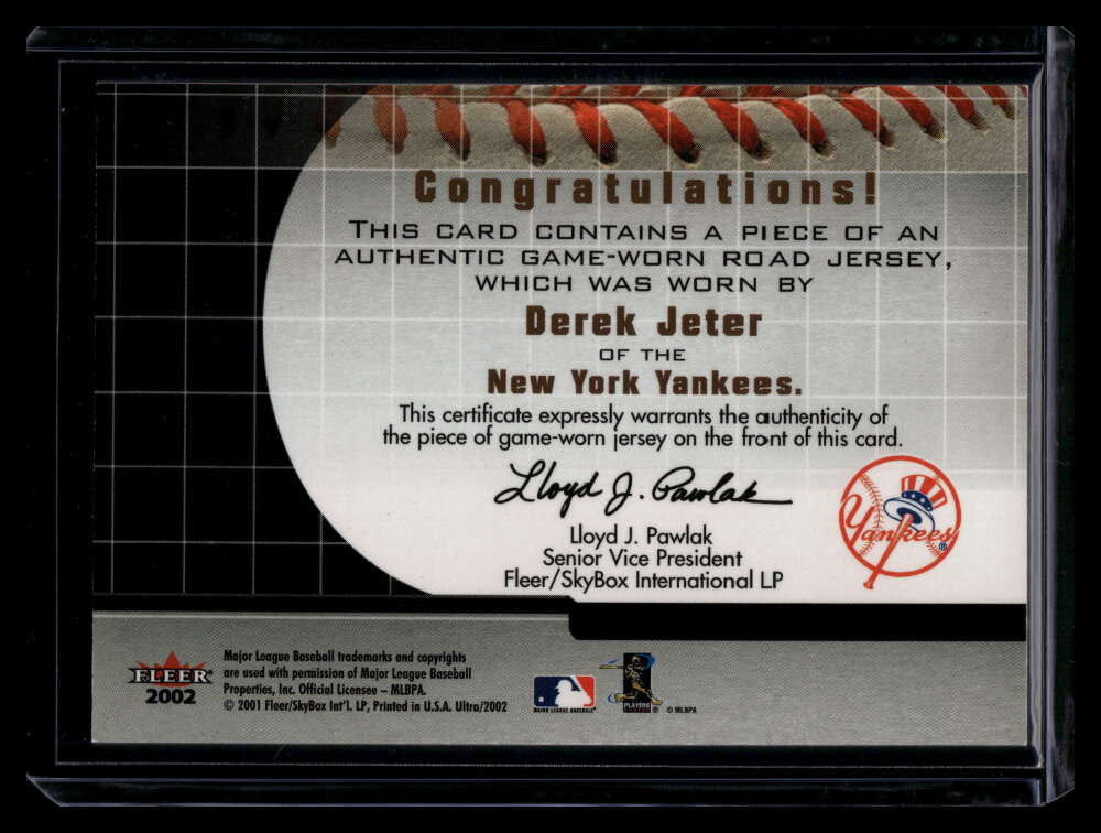 2002 Ultra On the Road Game Jersey 1 Derek Jeter