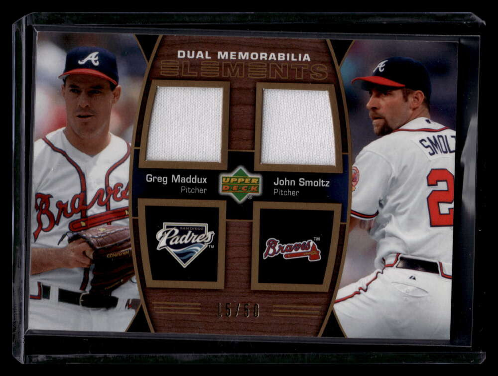 2007 Upper Deck Elements Memorabilia John Smoltz Greg Madduz Dual Jersey 15/50