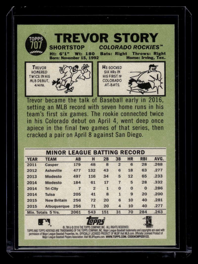 2016 Topps Heritage 707b Trevor Story Action Rookie SP