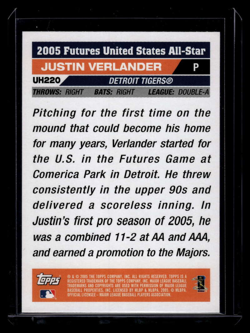 2005 Topps Update 220 Justin Verlander FUT Rookie Futures Game
