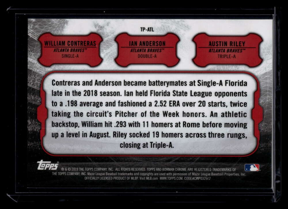 2019 Bowman Chrome Pipeline Atomic Refractor Contreras Anderson Riley 62/150