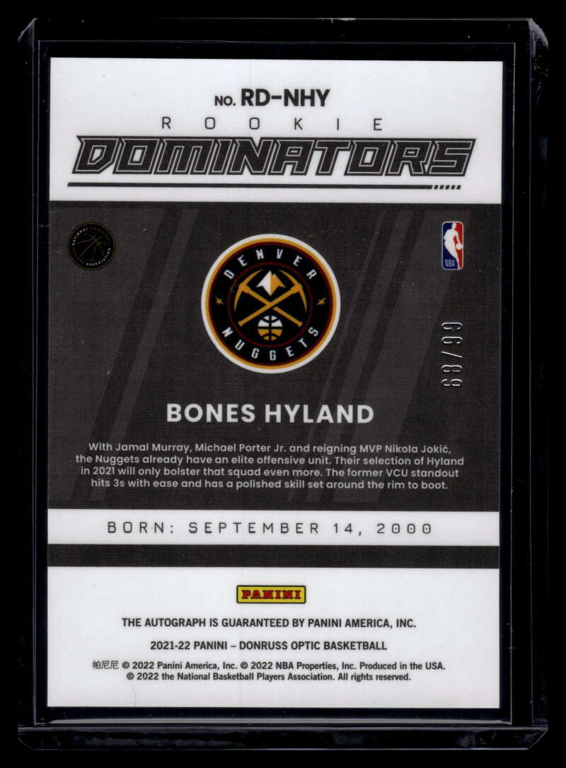 DELETE 121333 2021-22 Donruss Optic Dominators Signatures 17 Bones Hyland Rookie Auto 68/99
