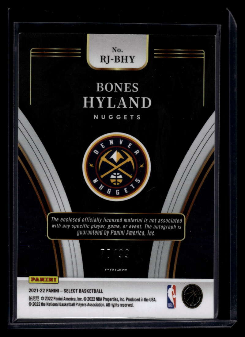 DELETE 121335 2021-22 Select Autographs Prizms Purple 36 Bones Hyland Rookie Jersey Auto 70/99
