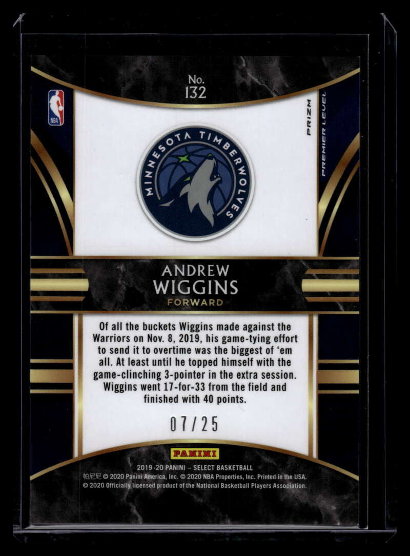2019-20 Select Prizms Disco Blue Refractor 132 Andrew Wiggins 7/25