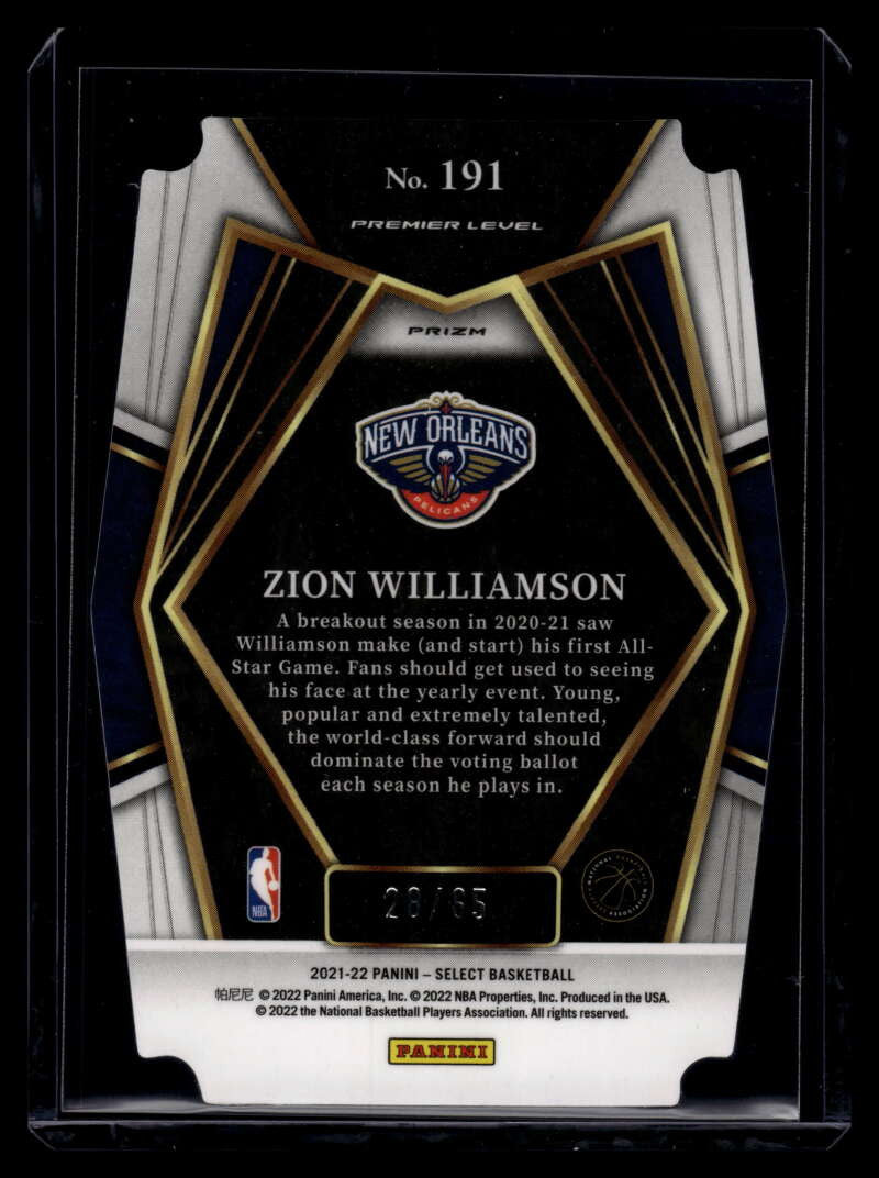 DELETE 121367 2021-22 Select Prizms Orange Die Cut Refractor 191 Zion Williamson 28/65