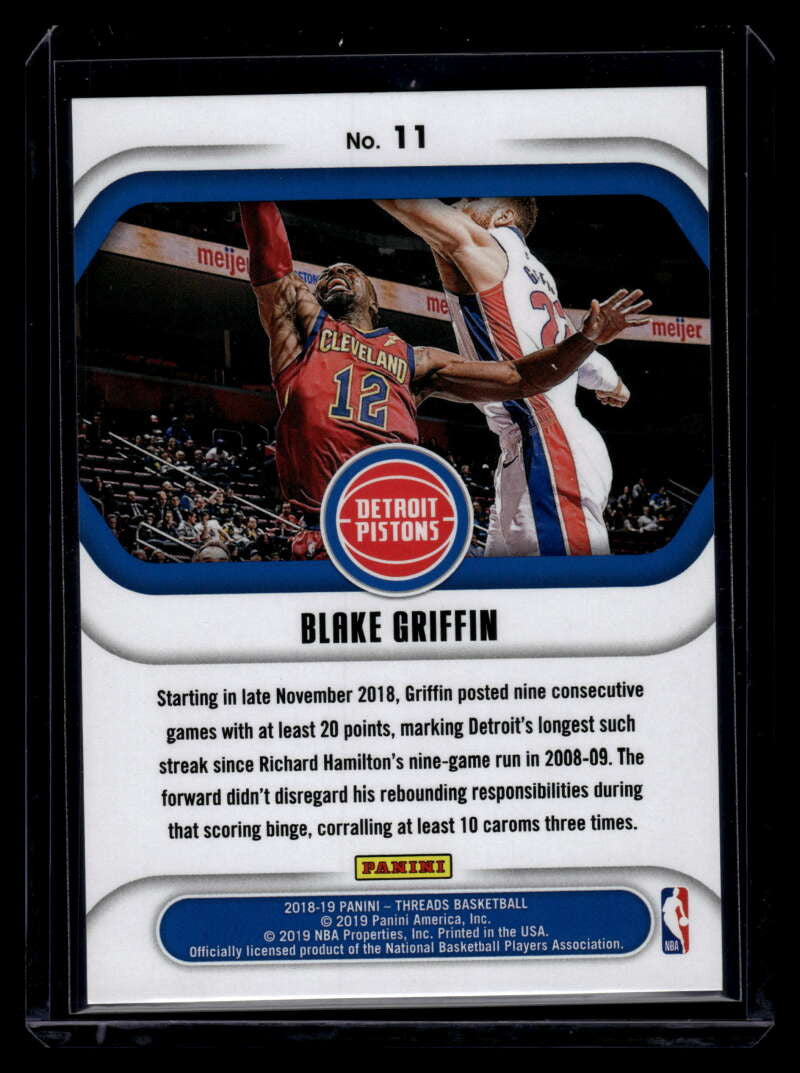 SOLD 121369 2018-19 Panini Threads Board of Directors Premium Gold 11 Blake Griffin 3/10