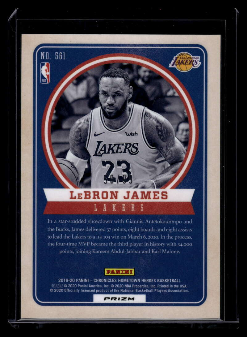 2019-20 Panini Chronicles Blue 561 LeBron James Hometown Heroes Optic 50/99
