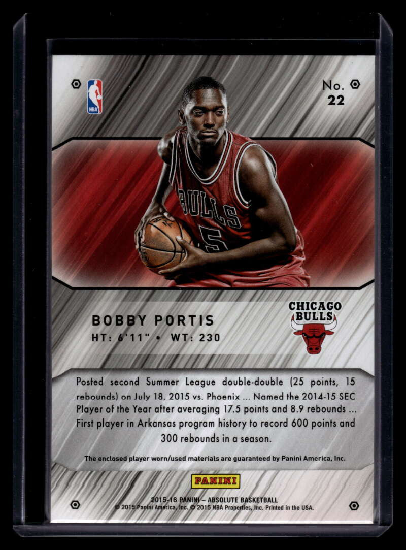 2015-16 Absolute Tools of the Trade 22 Bobby Portis Rookie Dual Patch 6/25