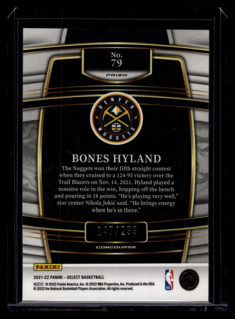 DELETE 121429 2021-22 Select Prizms Light Blue 79 Bones Hyland Rookie 147/299 Concourse