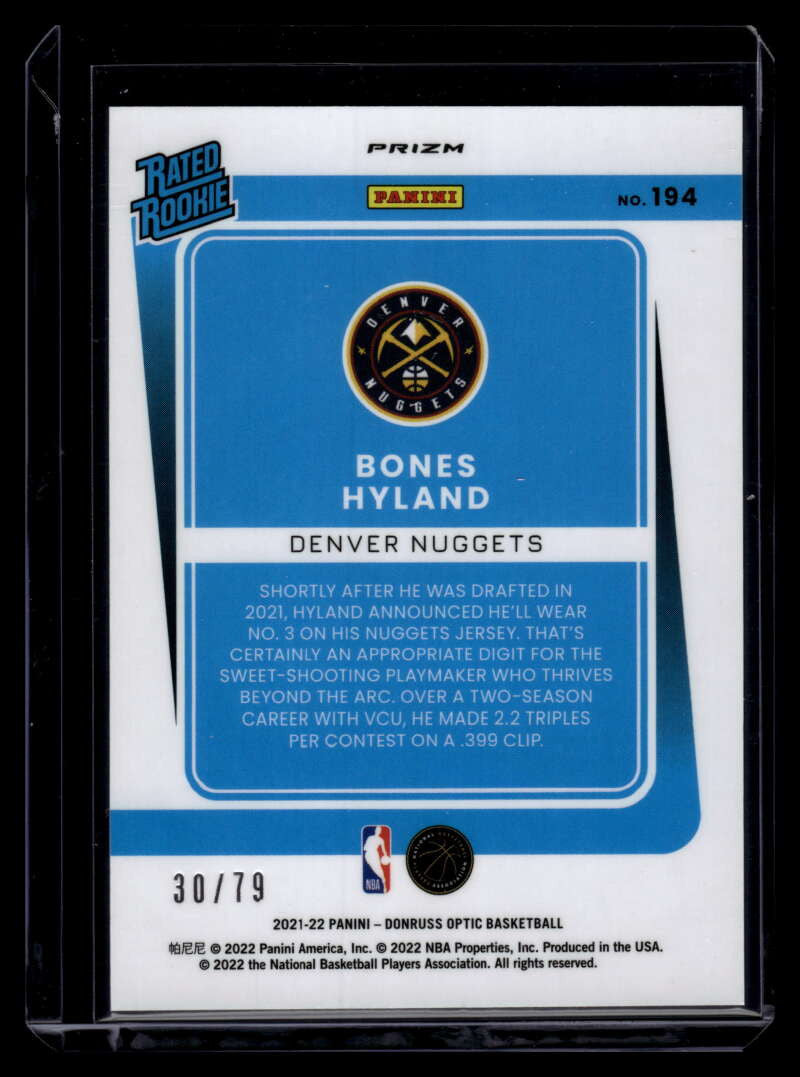 DELETE 121447 2021-22 Donruss Optic Pink Velocity 194 Bones Hyland RR Rated Rookie 30/79