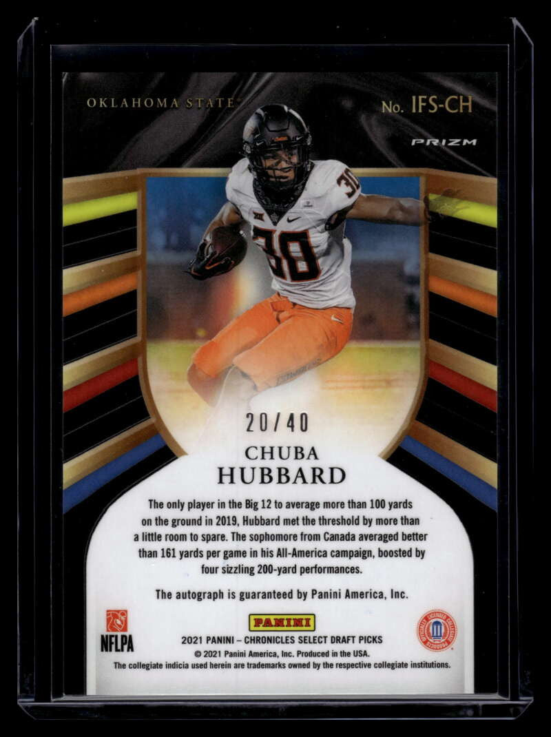 2021 Panini Chronicles Draft Select In Flight 27 Chuba Hubbard Rookie Auto 20/40