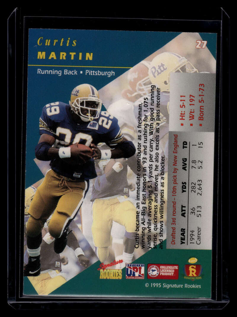 1995 Signature Rookies Prime Autographs 27 Curtis Martin Rookie Auto 2403/3000